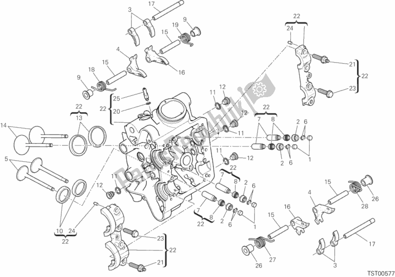 All parts for the Horizontal Head of the Ducati Diavel Xdiavel Sport Pack Brasil 1260 2017